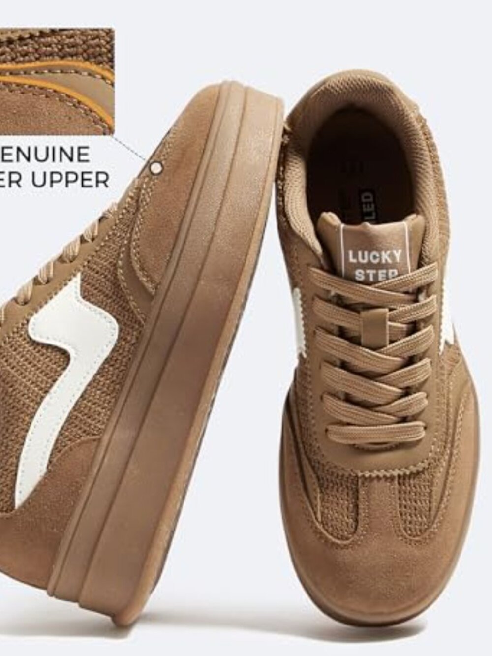 Women's Platform Fashion Sneakers Thick Sole Breathable Suede Leather - Picture 3 of 7